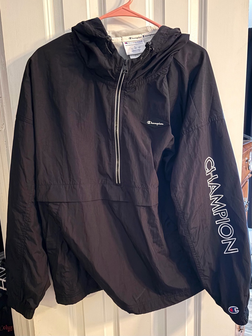 Champion Black Hooded Half-Zip Anorak Jacket